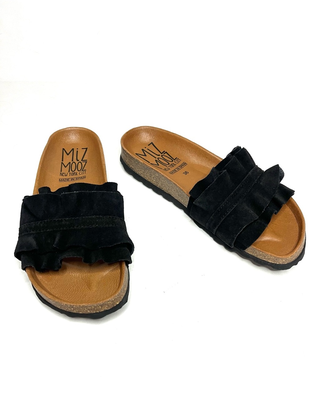Miz Mooz Rocio Black Suede Slide Sandals - Sz 6